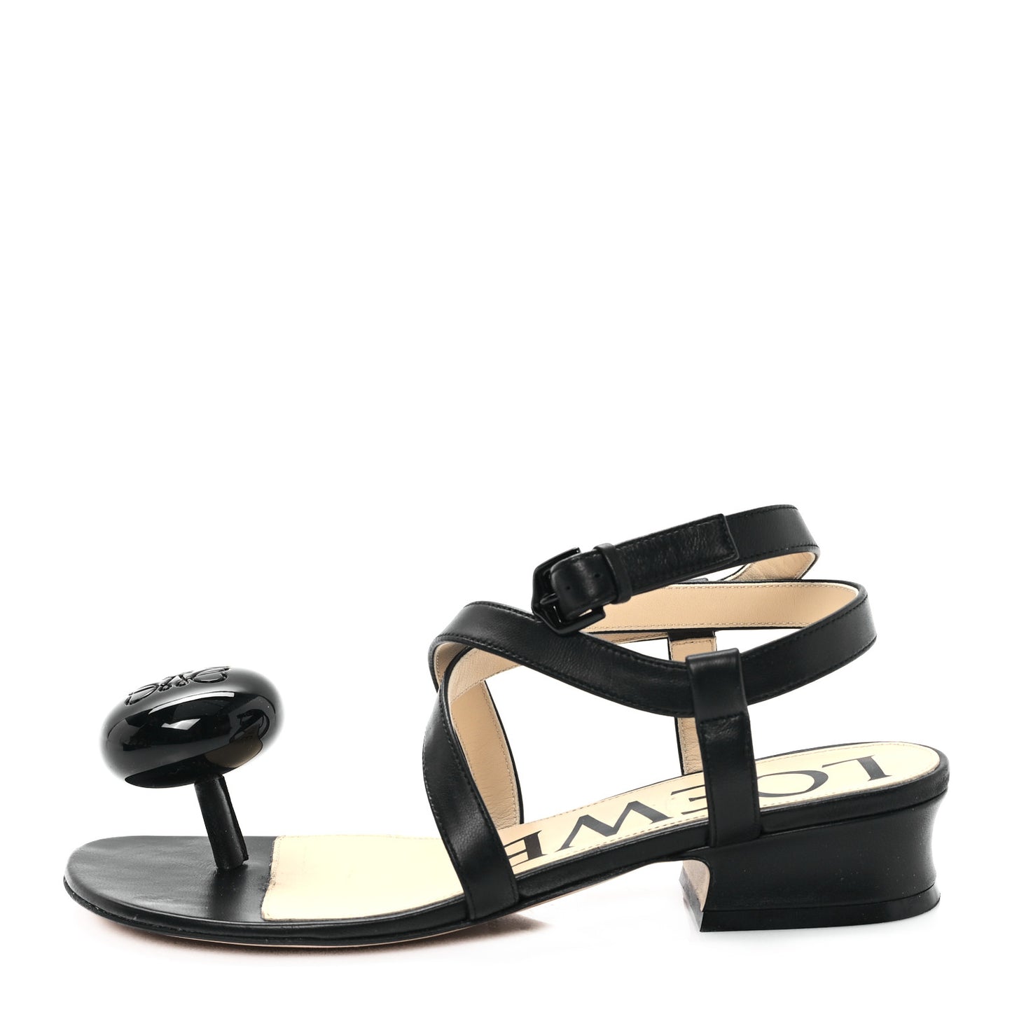 Calfskin Paula's Ibiza Pebble Toe Post Calle Sandals 37 Black