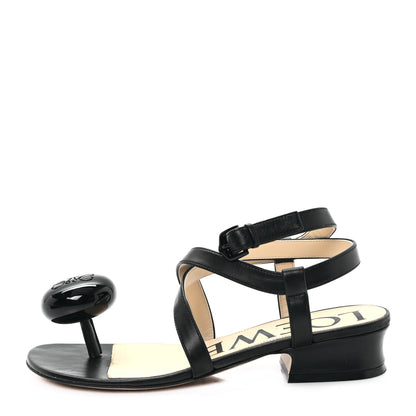 Loewe Calfskin Paula's Ibiza Pebble Toe Post Calle Sandals 37 Black 1 of 9