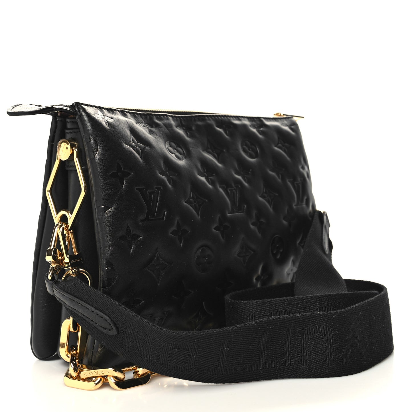 Lambskin Embossed Monogram Coussin MM Black