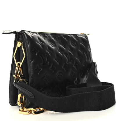 Louis Vuitton Lambskin Embossed Monogram Coussin MM Black 3 of 12