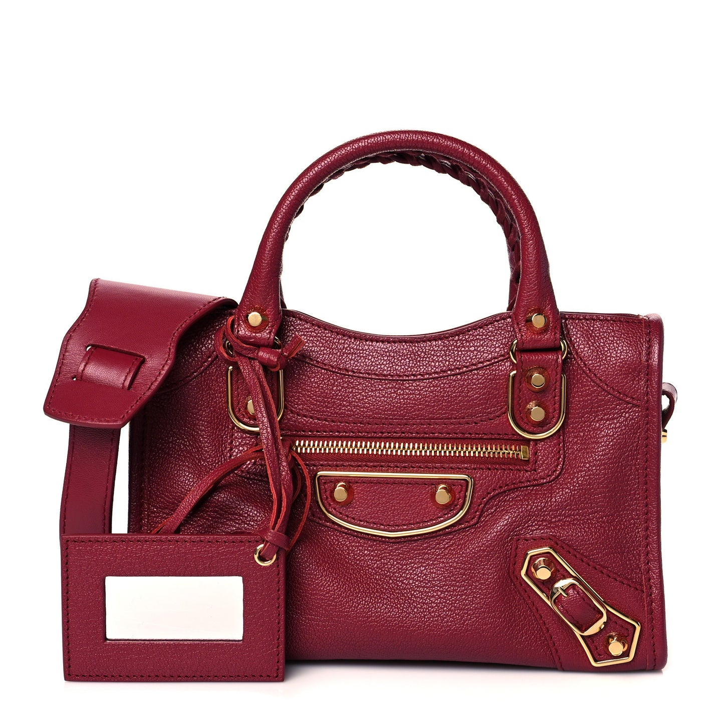 Chevre Gold Metallic Edge Hardware Mini City Rouge Grenat