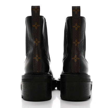 Louis Vuitton Calfskin Monogram Beaubourg Ankle Boots 37 Black 5 of 12