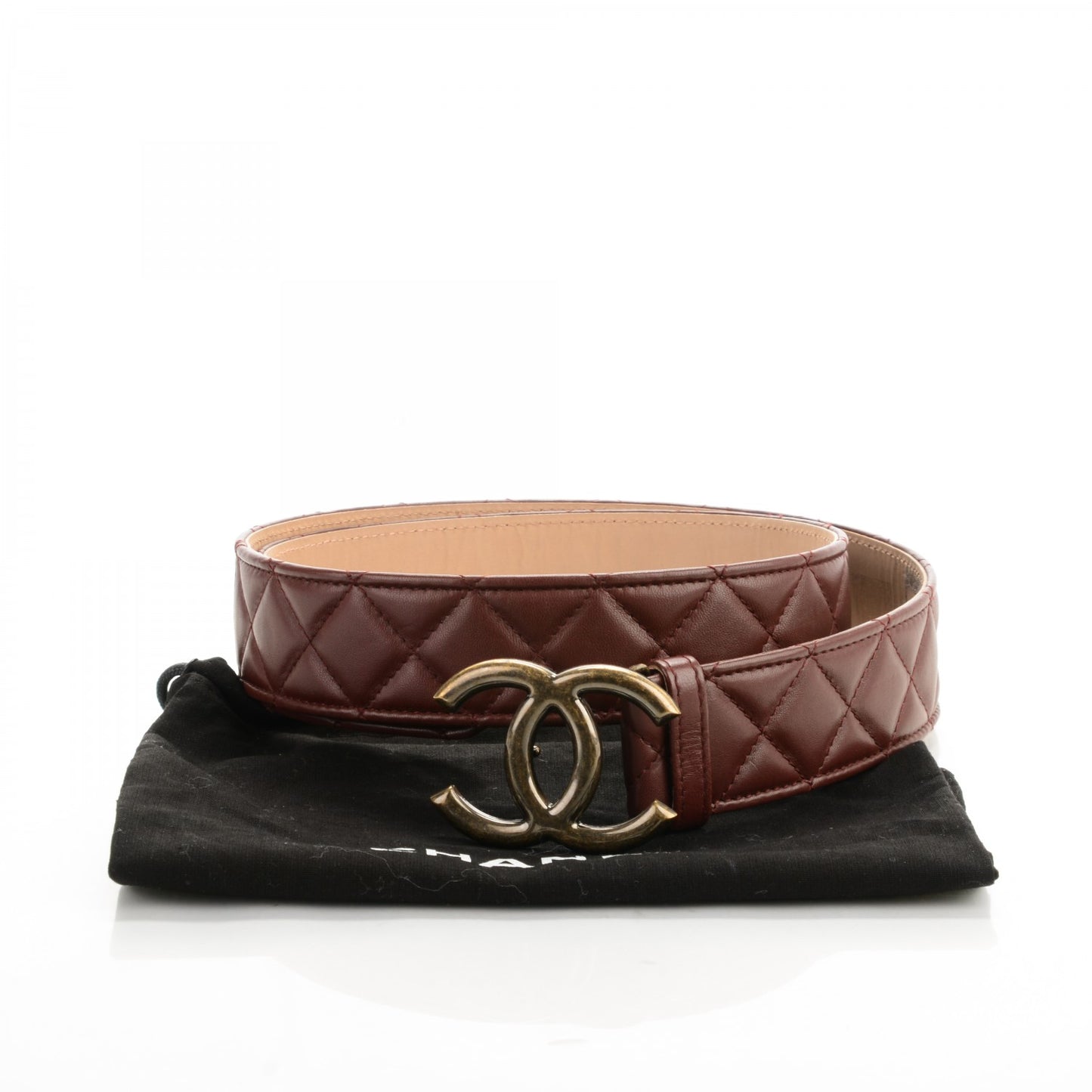 Lambskin Quilted CC Belt 90 36 Bordeaux