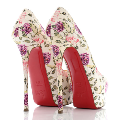 Christian Louboutin Watersnake Fiori Fetish Peep 150 Pumps 38.5 Latte Pompadour 3 of 12