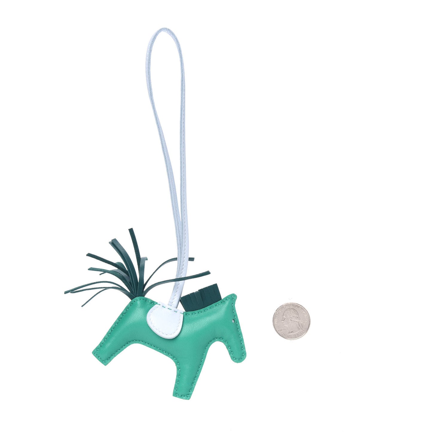 Milo Lambskin Grigri Rodeo Horse Bag Charm PM Menthe Malachite Brume