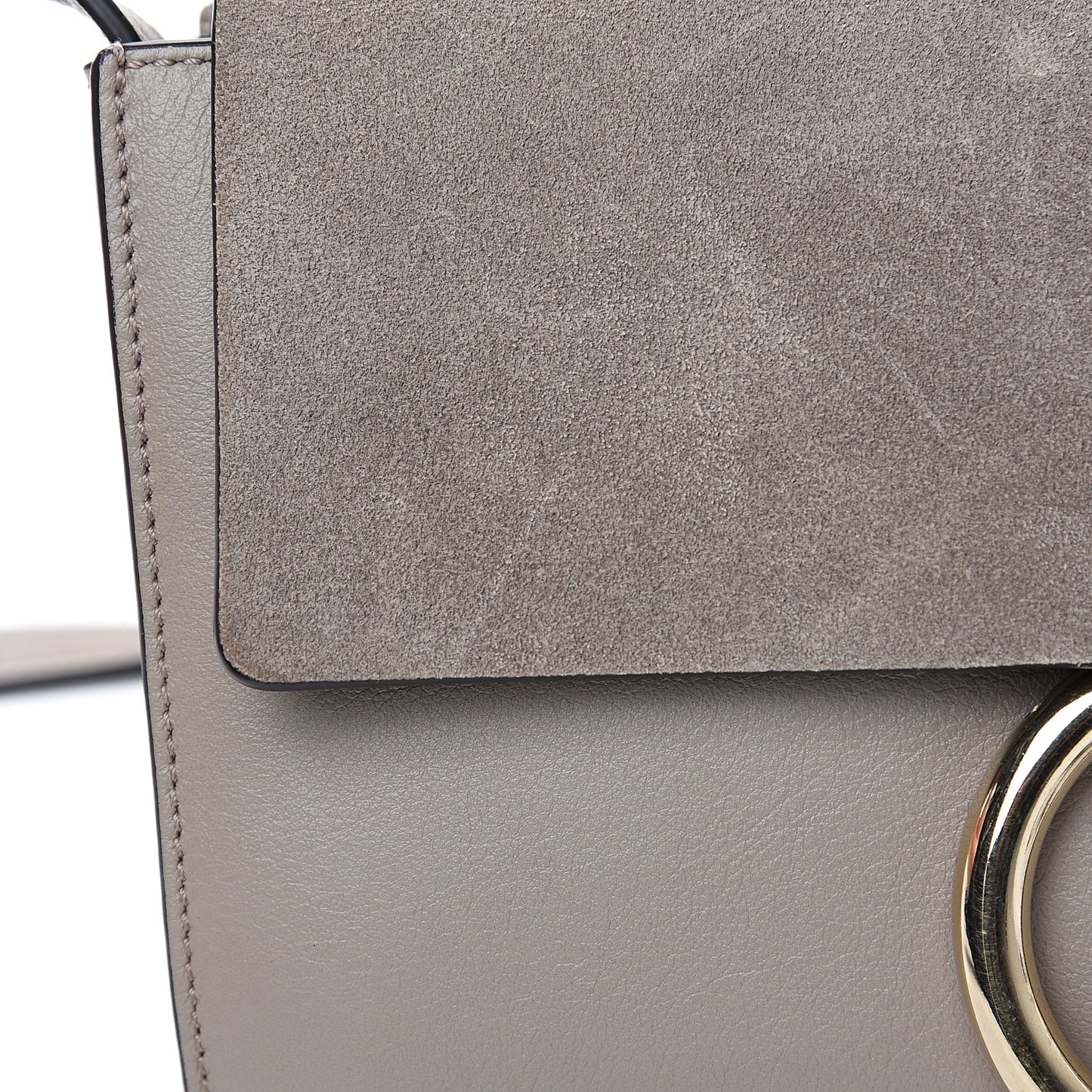 Suede Calfskin Small Faye Shoulder Bag Motty Grey