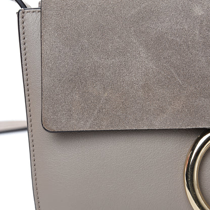 Chloe Suede Calfskin Small Faye Shoulder Bag Motty Grey 9 of 10