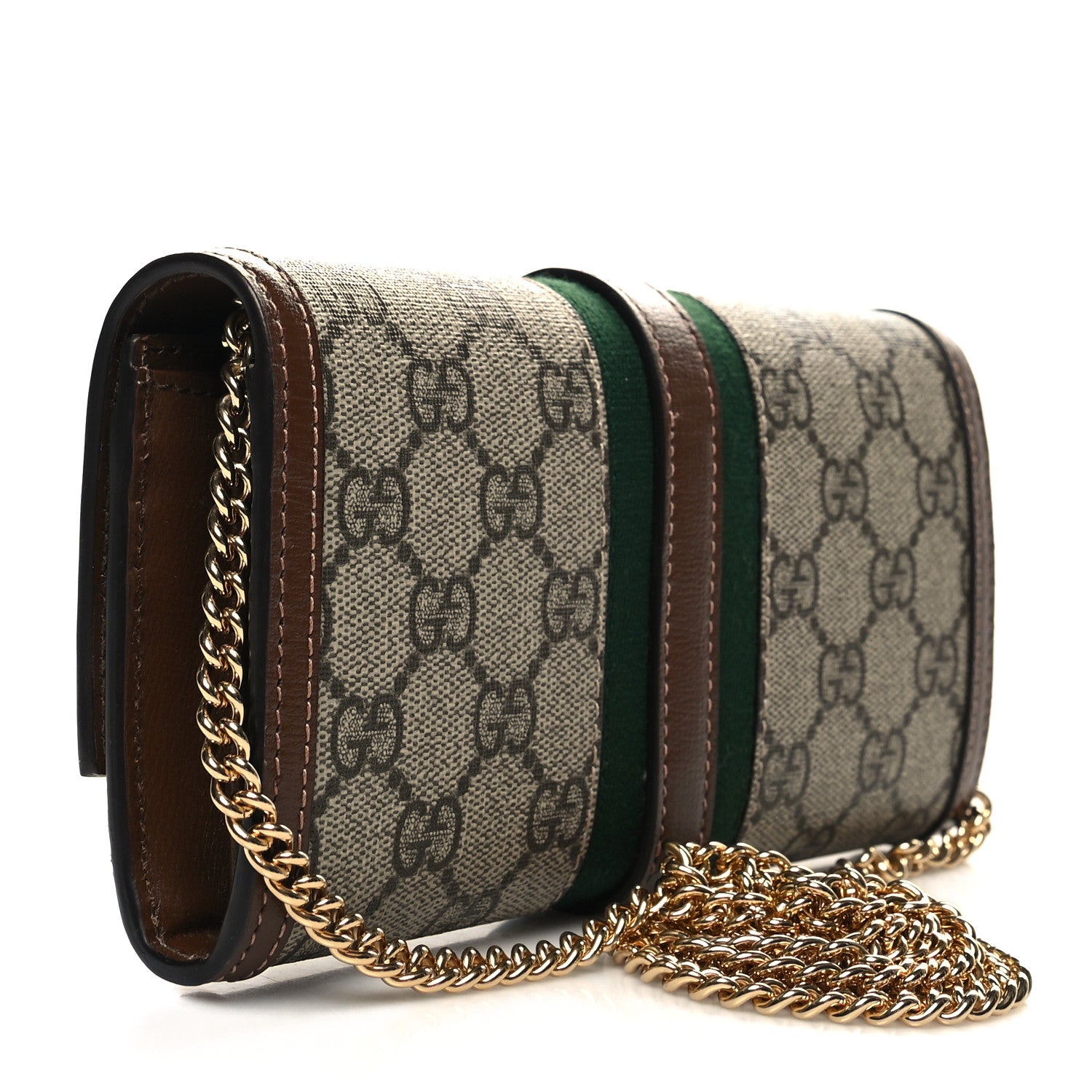 Gucci GG Supreme Monogram Azalea Calfskin Web Jackie 1961 Chain Wallet Beige Ebony Brown Sugar 3 of 10