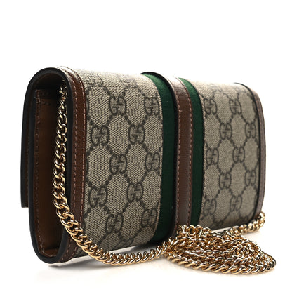 Gucci GG Supreme Monogram Azalea Calfskin Web Jackie 1961 Chain Wallet Beige Ebony Brown Sugar 3 of 10
