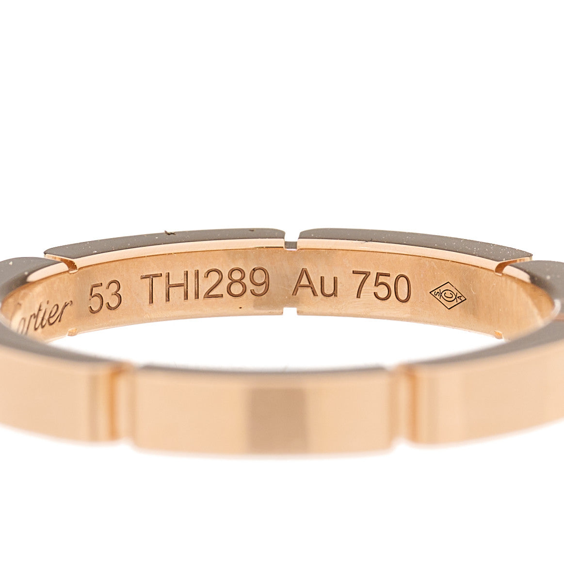 18K Pink Gold Diamond Maillon Panthere Half Diamond Wedding Band Ring 53 6.5