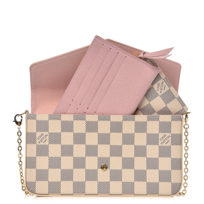 Louis Vuitton Damier Azur Pochette Felicie Chain Wallet Rose Ballerine 5 of 10