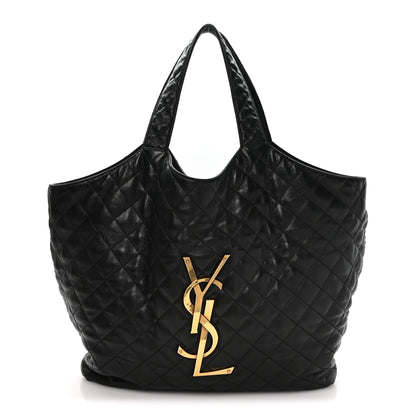Saint Laurent Lambskin Quilted Maxi Icare Shopping Tote Black 1 of 11