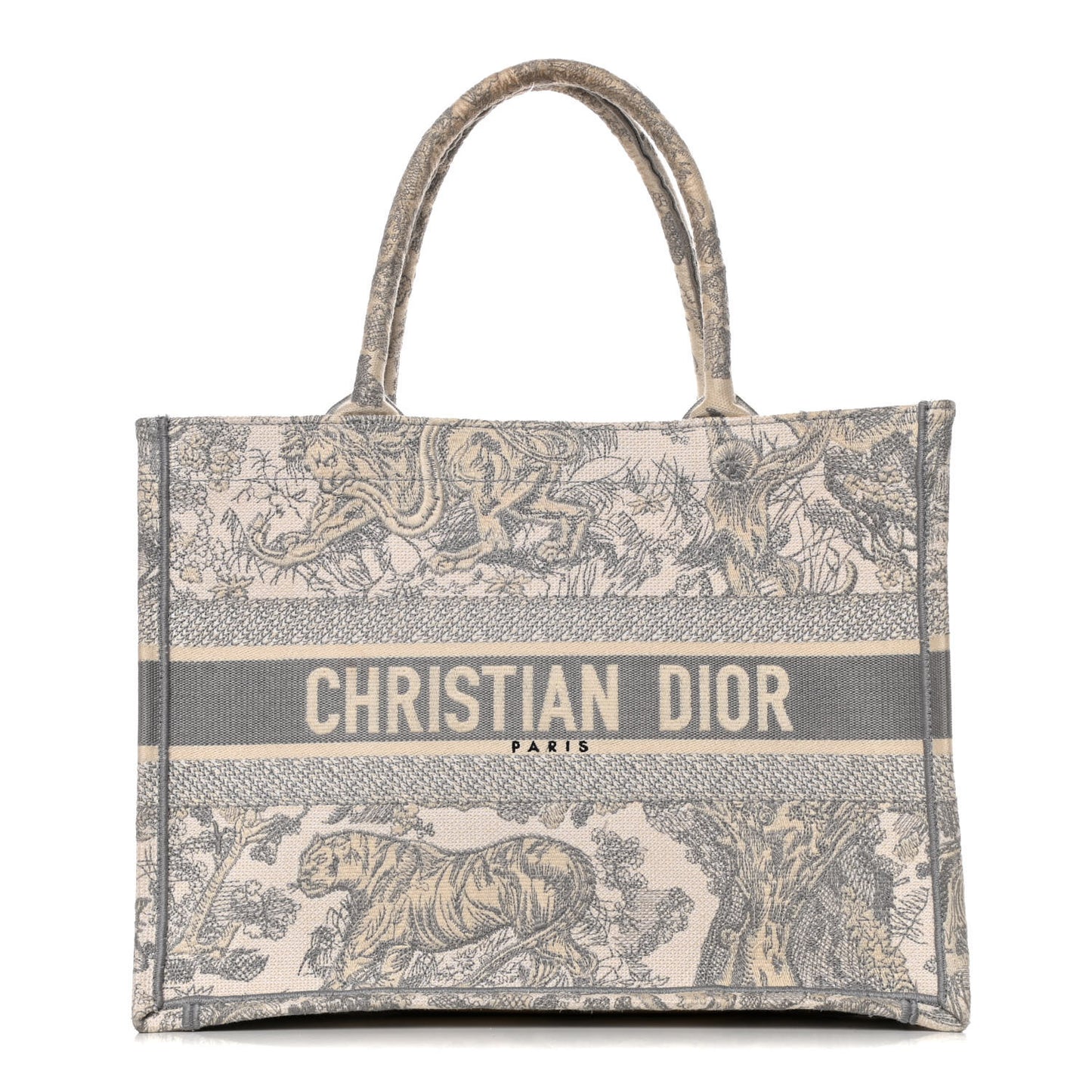 Canvas Embroidered Medium Dioriviera Toile De Jouy Book Tote Gray