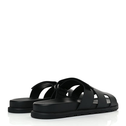 Hermes Calfskin Mens Chypre Sandals 42 Black 4 of 8