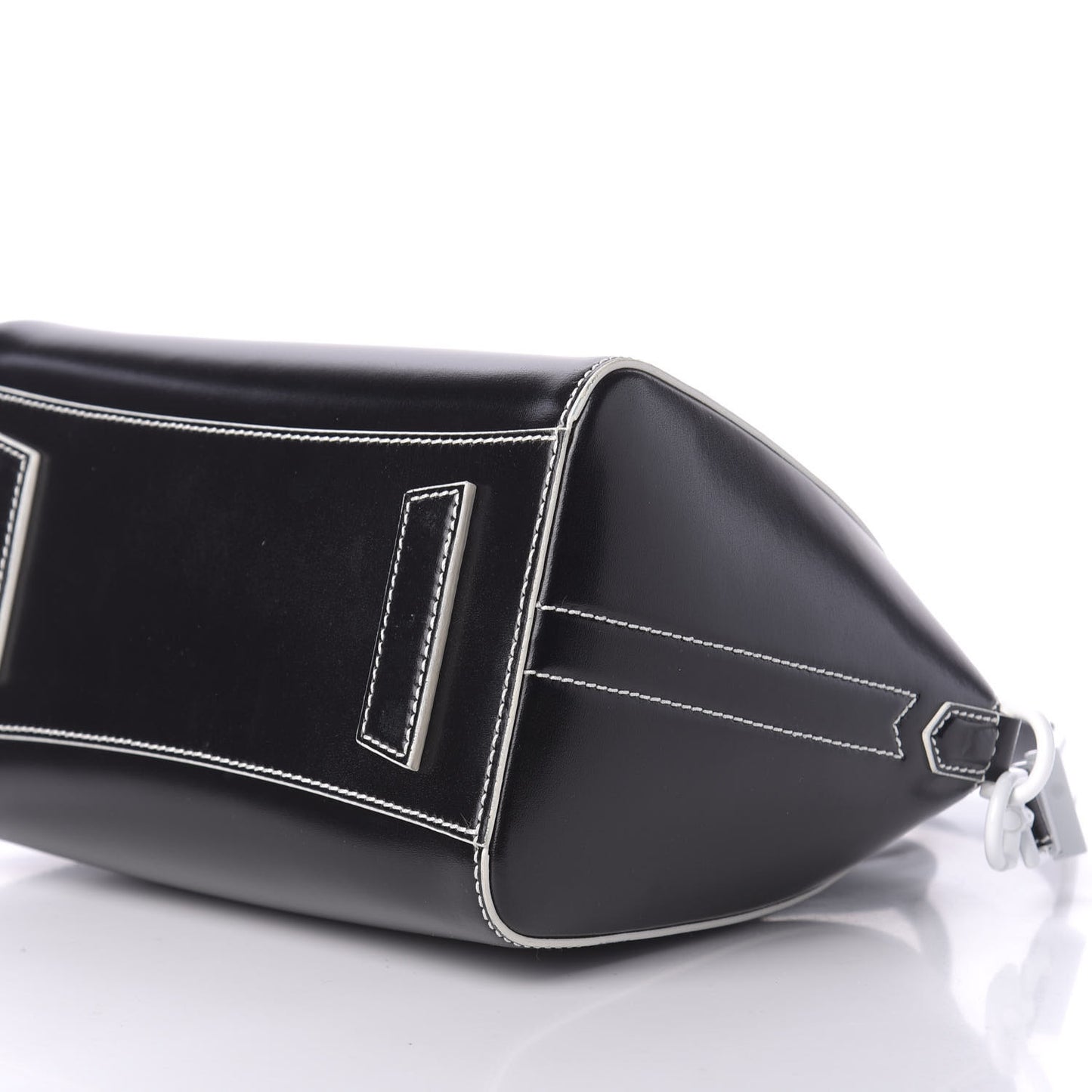 Calfskin Contrast Topstitch Small Antigona Black White