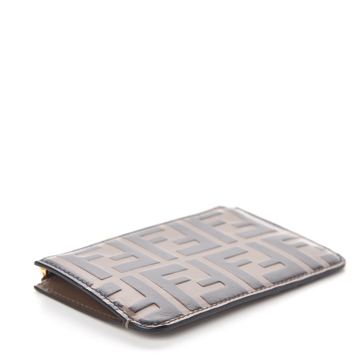 Fendi Vitello Soft F is Fendi Bi-Color FF 1974 Embossed Key Case Pouch Maya Black 3 of 6