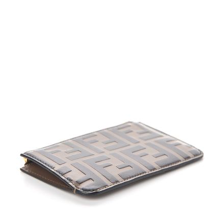 Fendi Vitello Soft F is Fendi Bi-Color FF 1974 Embossed Key Case Pouch Maya Black 3 of 6