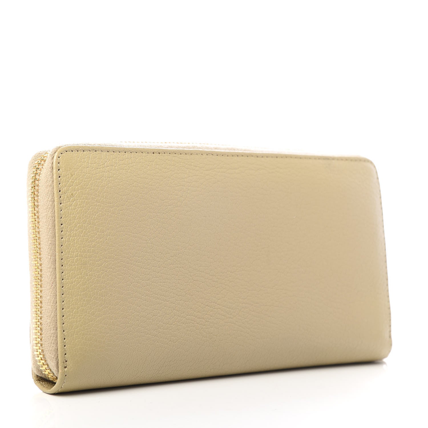 Balenciaga Shiny Goatskin Gold Metallic Edge Hardware Zip Around Wallet Beige Sahara 3 of 6