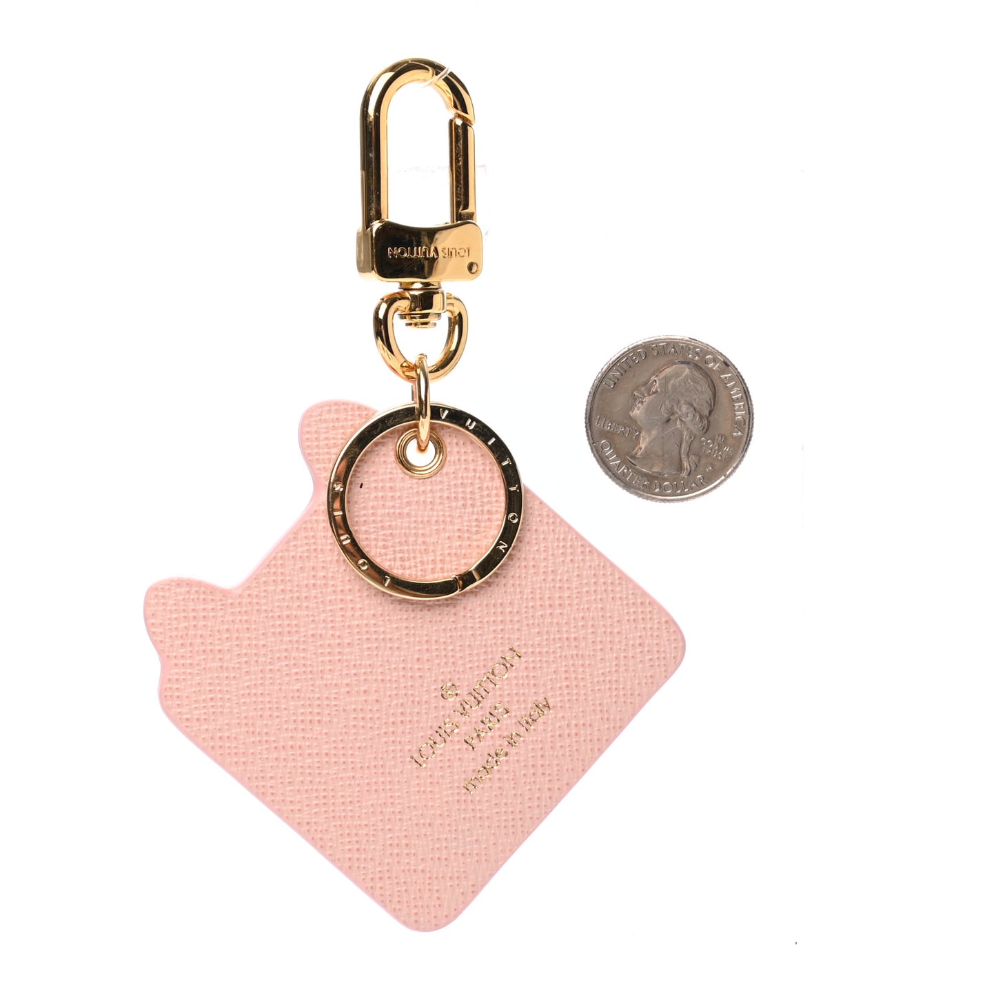 Monogram Fun Face Cat Bag Charm Rose Pale