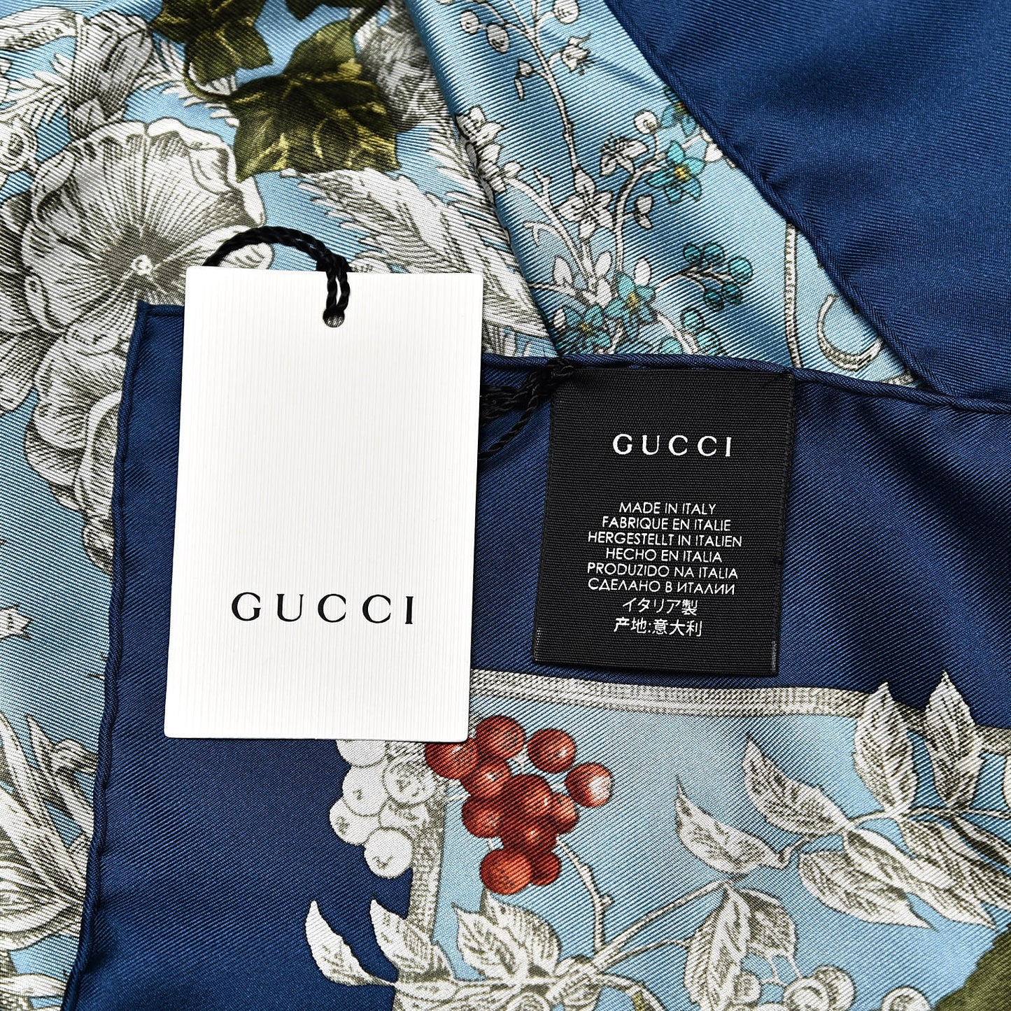Silk Twill Wondergardenia Square Scarf Bluette
