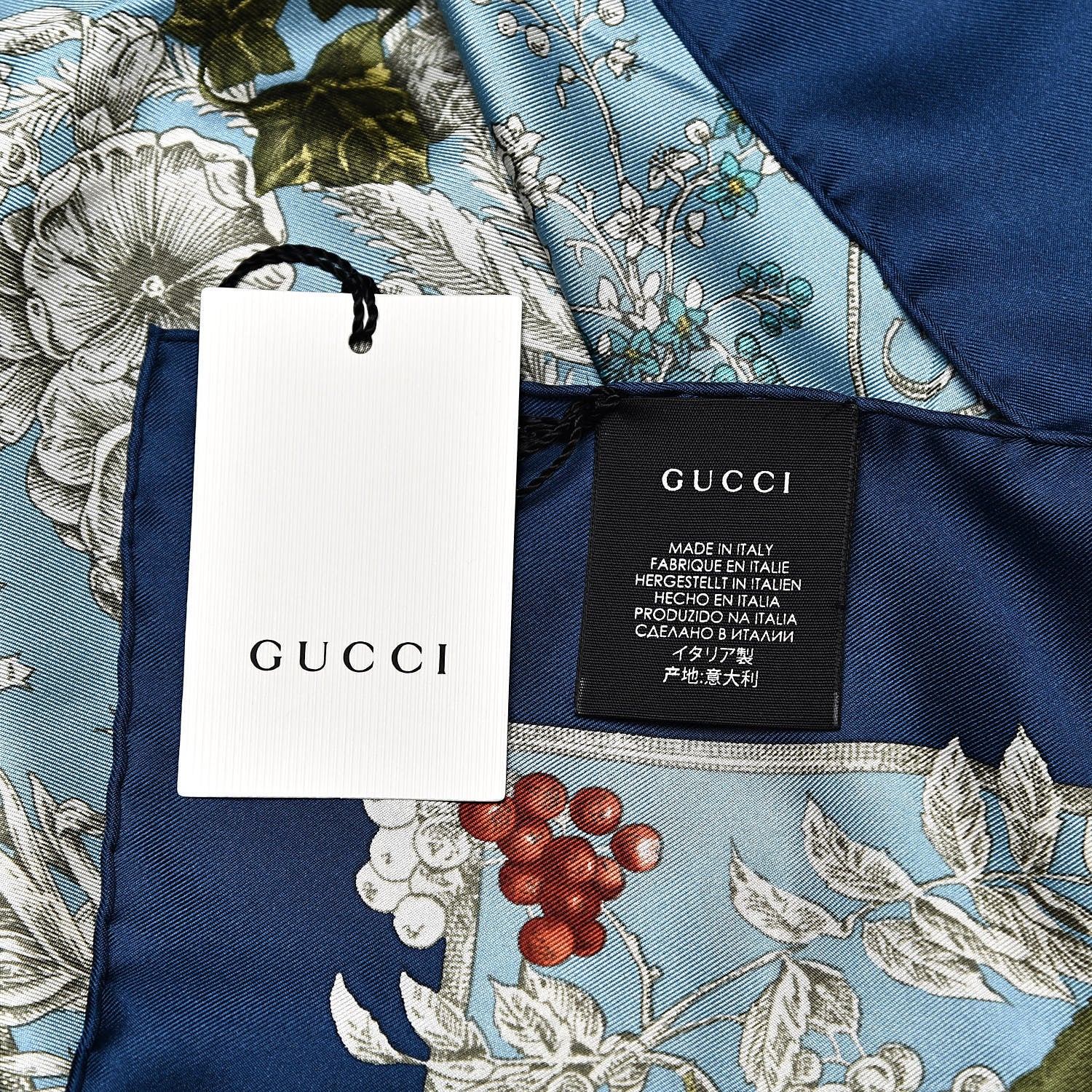 Gucci Silk Twill Wondergardenia Square Scarf Bluette 5 of 5