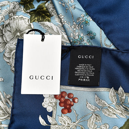 Gucci Silk Twill Wondergardenia Square Scarf Bluette 5 of 5