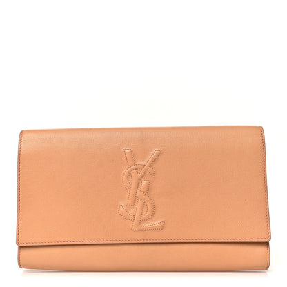Saint Laurent Textured Calfskin Monogram Large Belle De Jour Clutch Beige 1 of 8