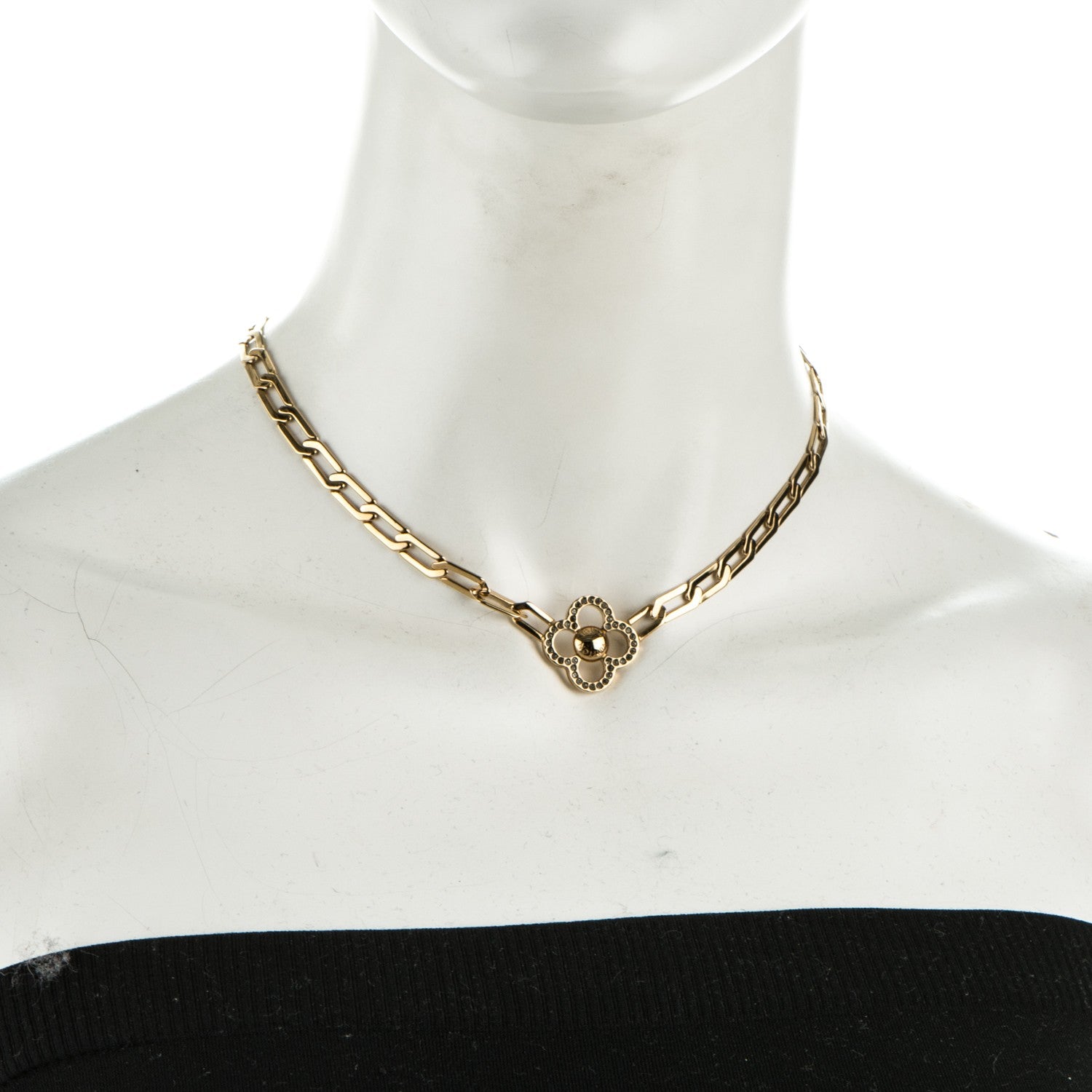 Louis Vuitton Swarovski Crystal Flower Power Necklace Gold 2 of 6