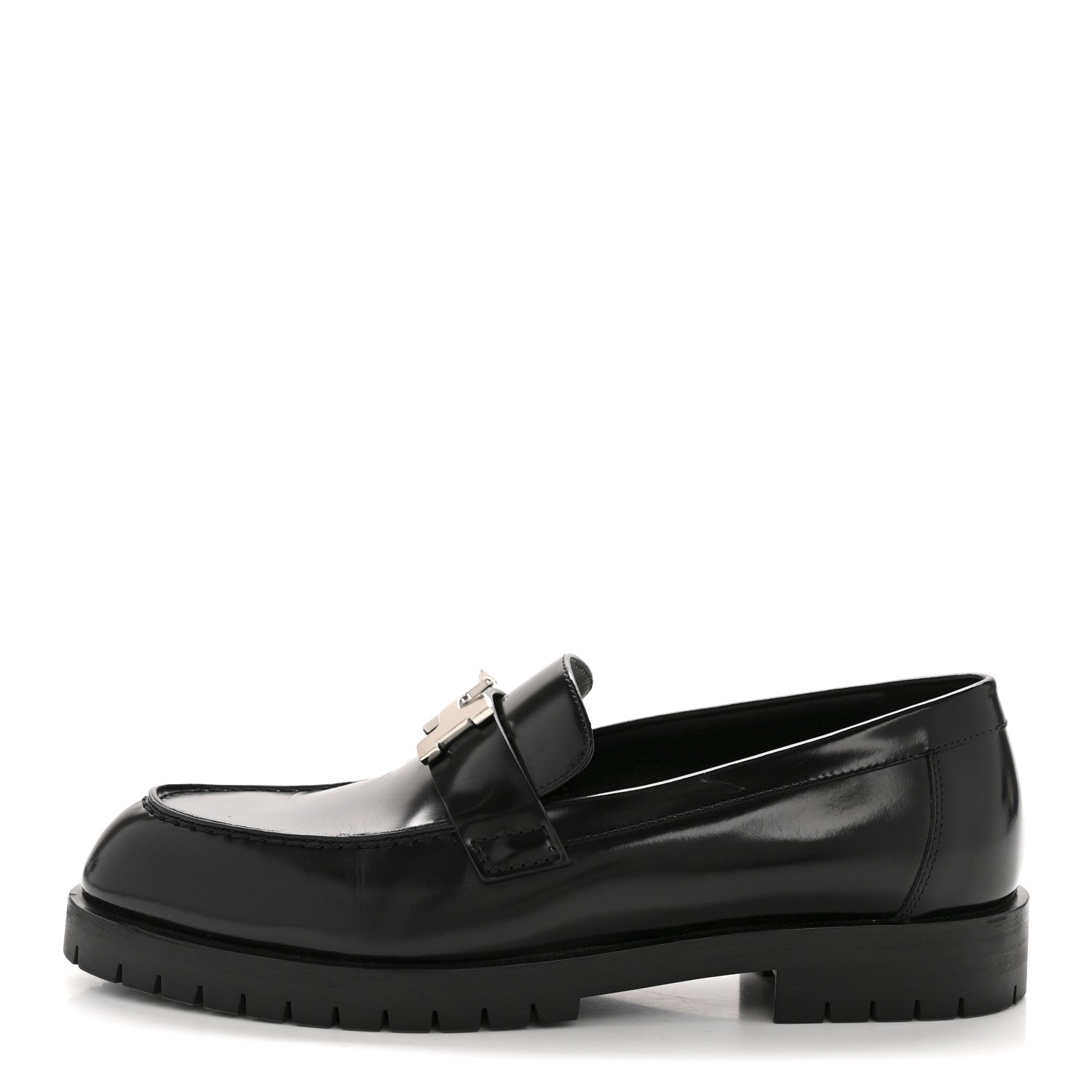 Hermes Calfskin Womens Faubourg Loafers 37 Black 1 of 10