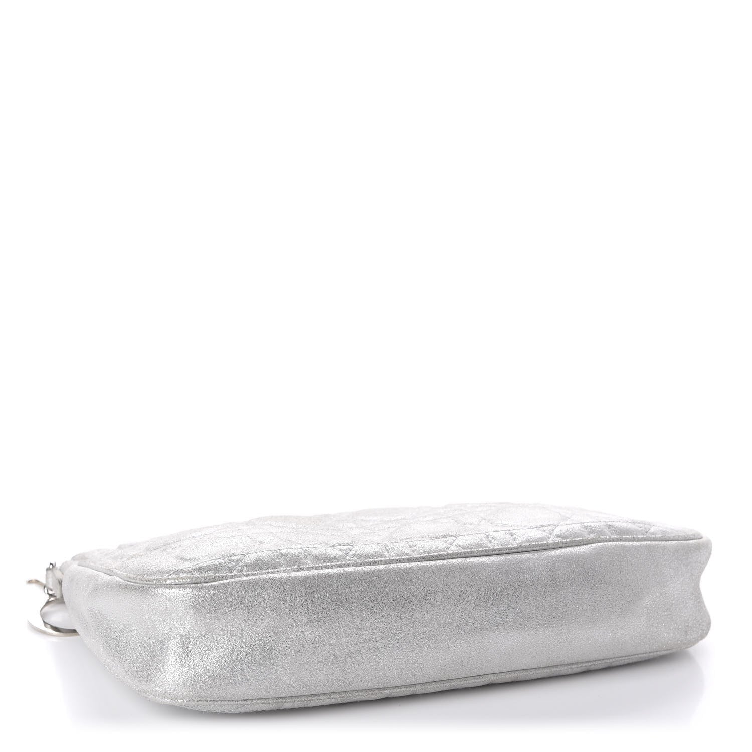 Christian Dior Metallic Lambskin Cannage Chain Pouch Silver 4 of 9
