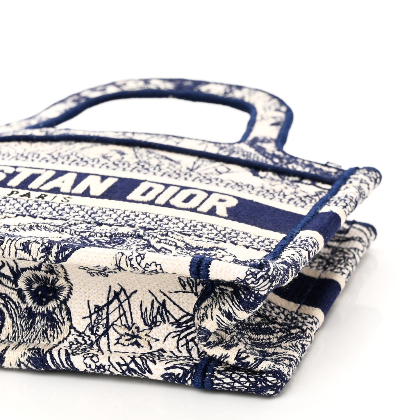Canvas Embroidered Mini Toile De Jouy Book Tote Blue