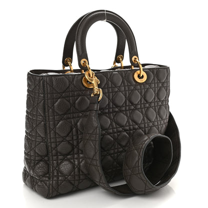 Christian Dior Grained Calfskin Cannage Large Lady Dior Brown 3 of 8
