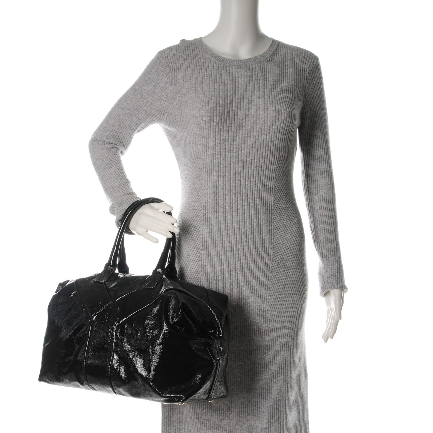 Textured Patent Medium Easy Sac Black