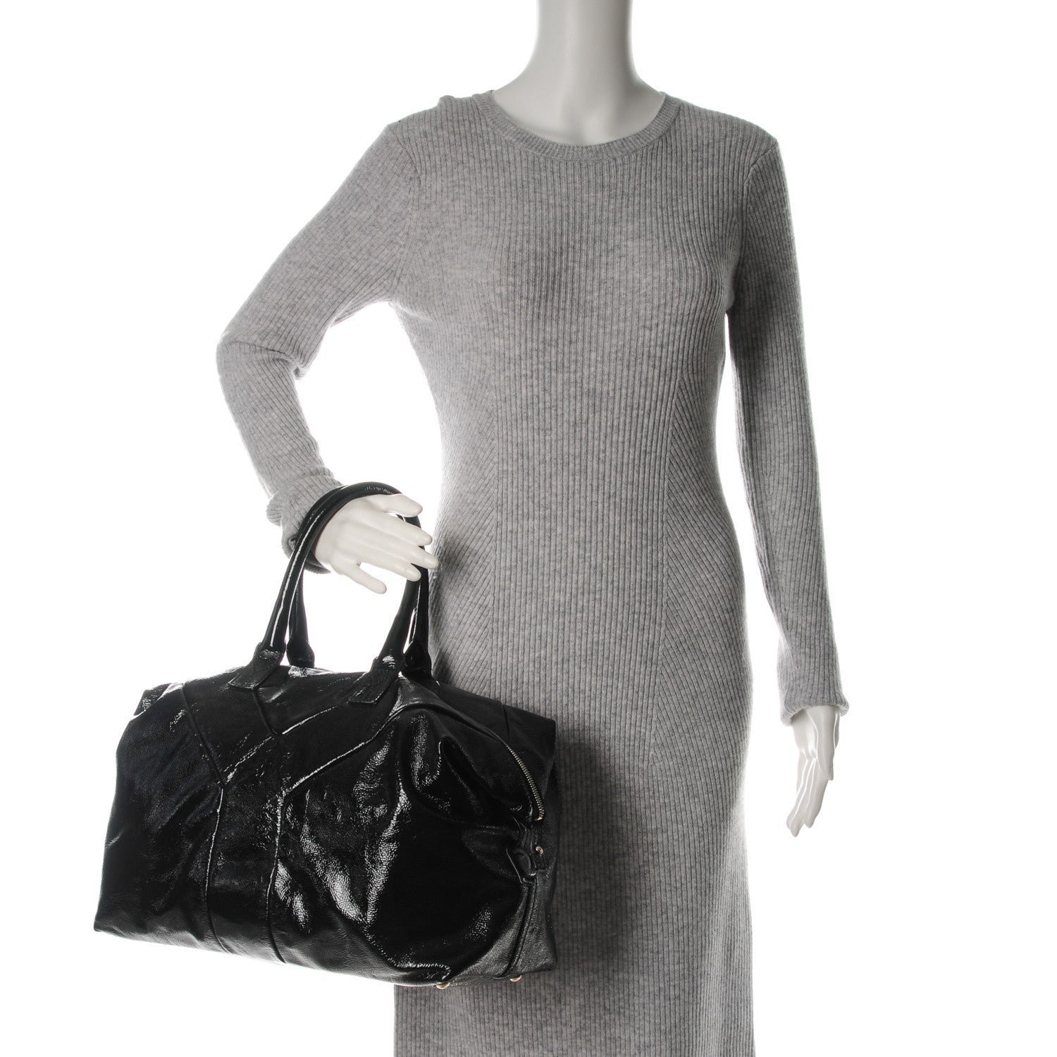Saint Laurent Textured Patent Medium Easy Sac Black 2 of 7