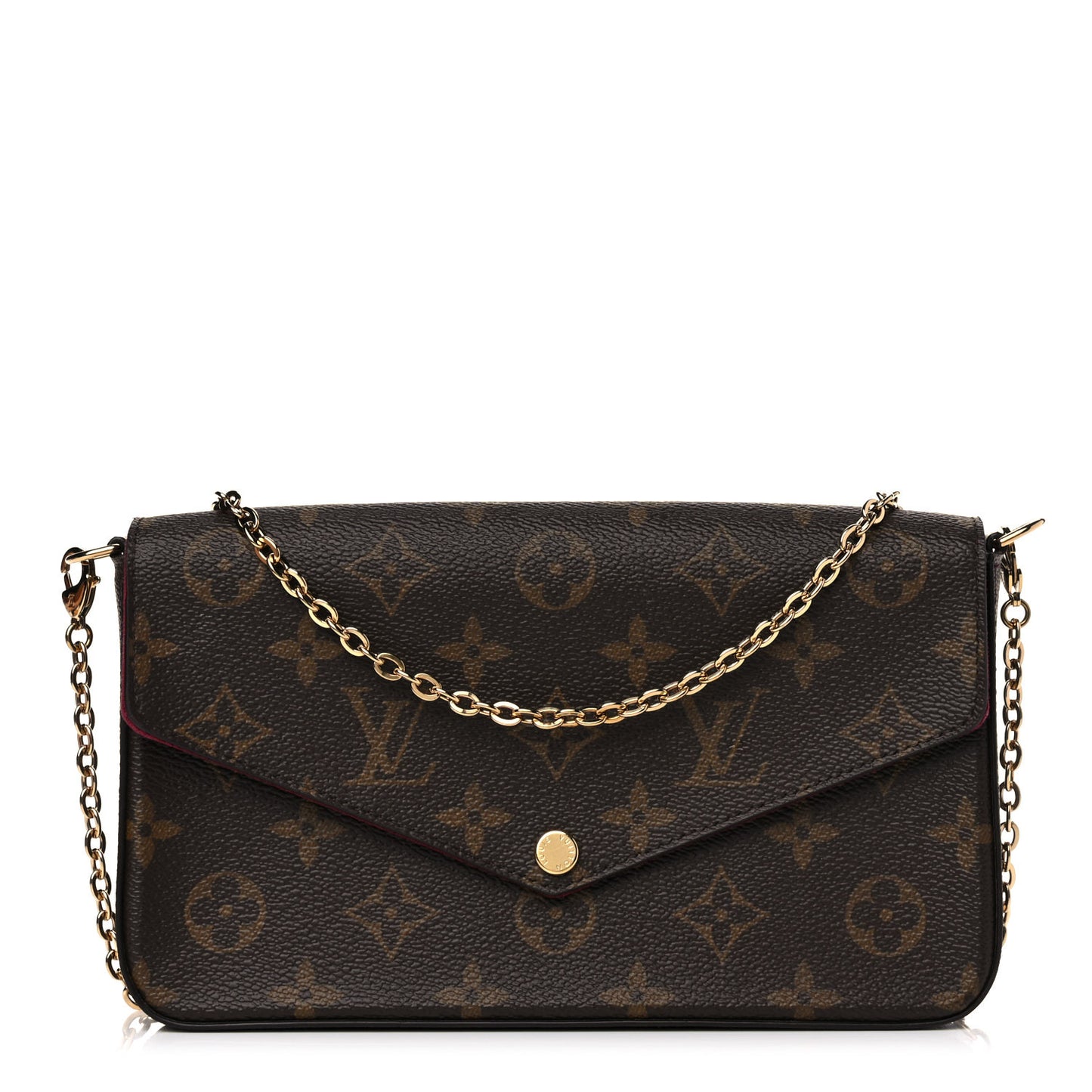 Monogram Pochette Felicie Chain Wallet Fuchsia