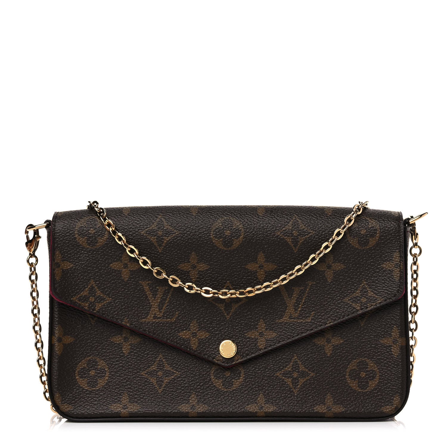 Louis Vuitton Monogram Pochette Felicie Chain Wallet Fuchsia 1 of 10