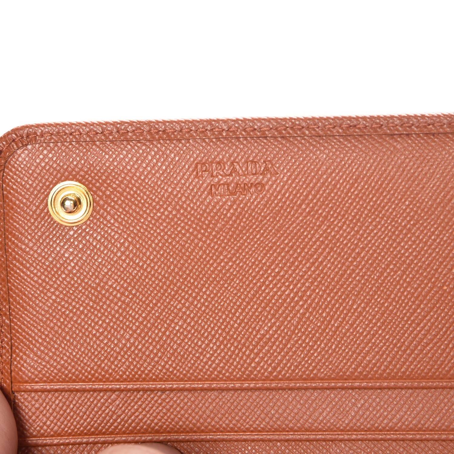 Prada Saffiano Metal Continental Flap Wallet Rame 6 of 7