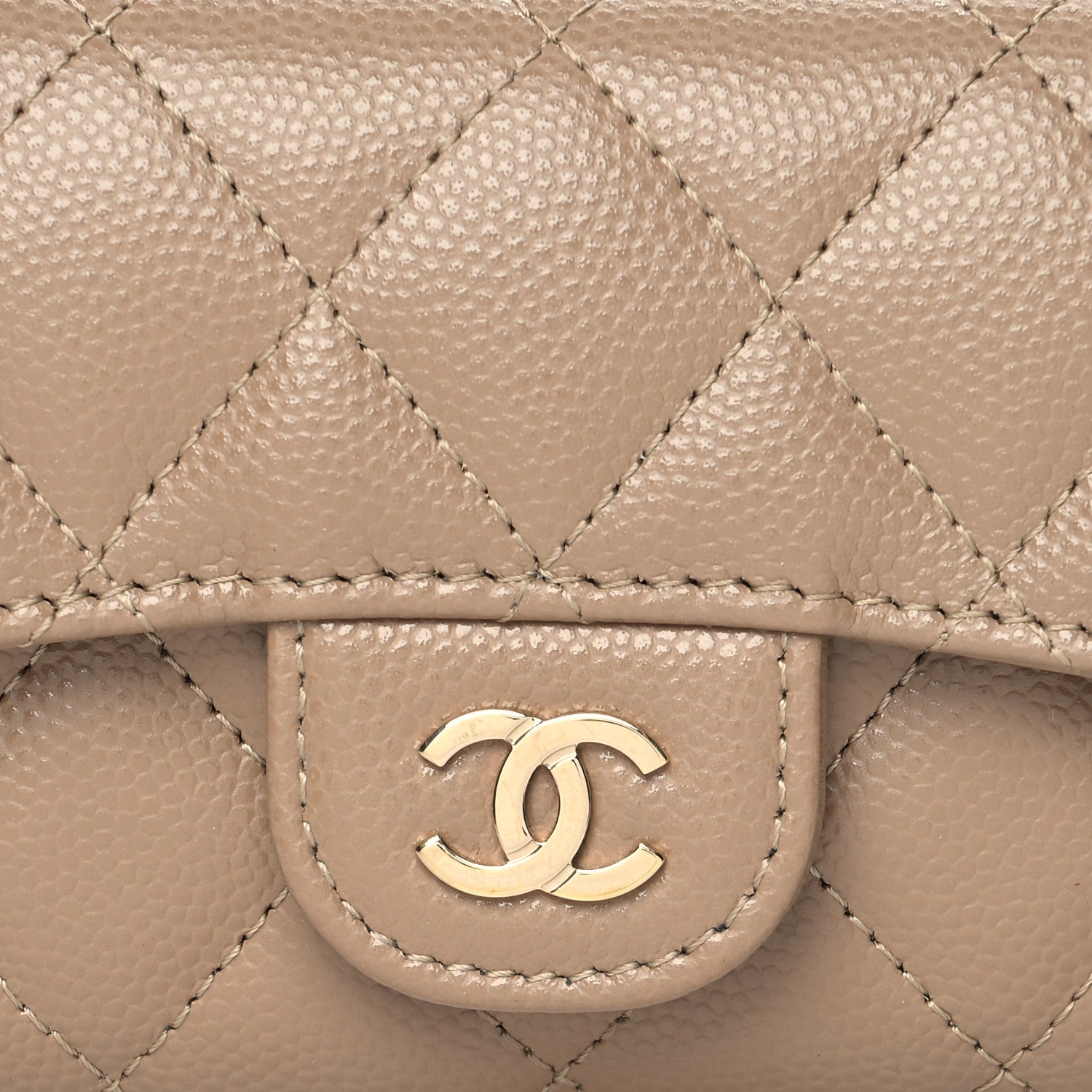 Chanel Caviar Quilted Flap Card Holder Wallet Beige 9 of 10