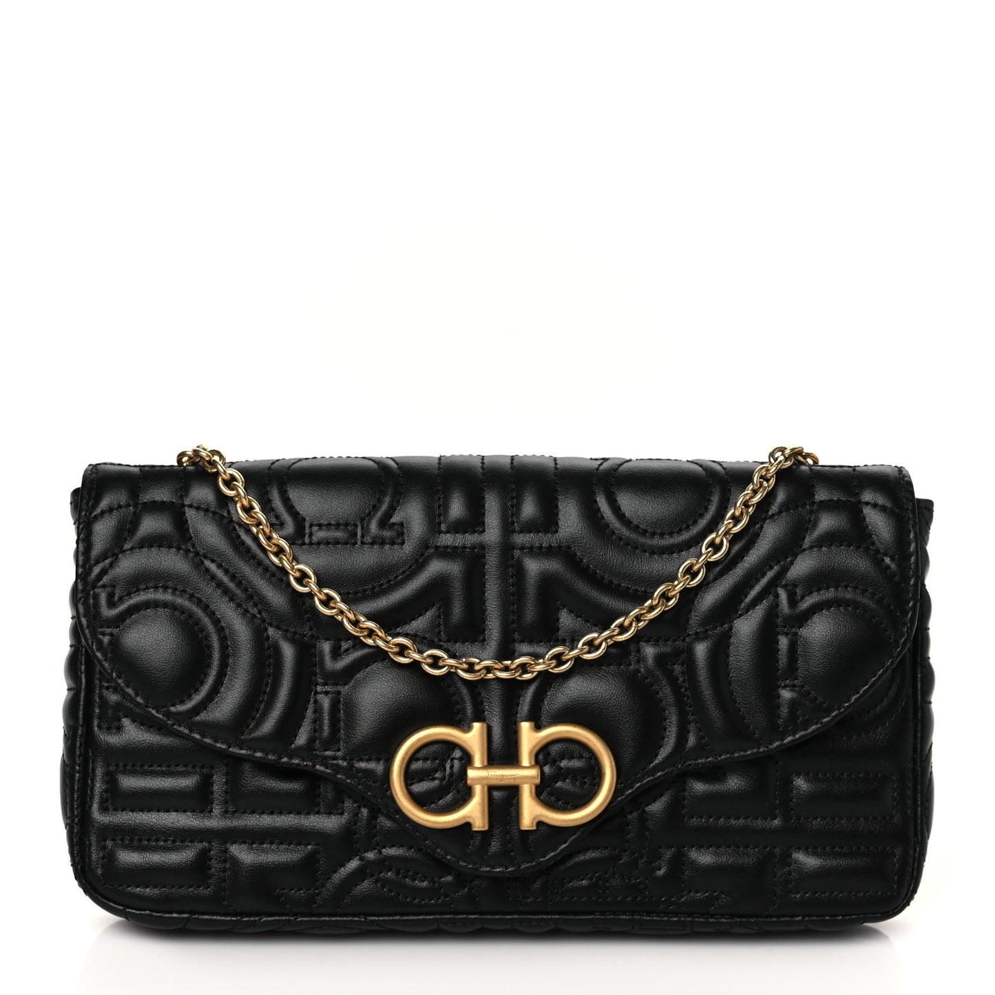 Calfskin Quilted Gancini Mini Bag Black