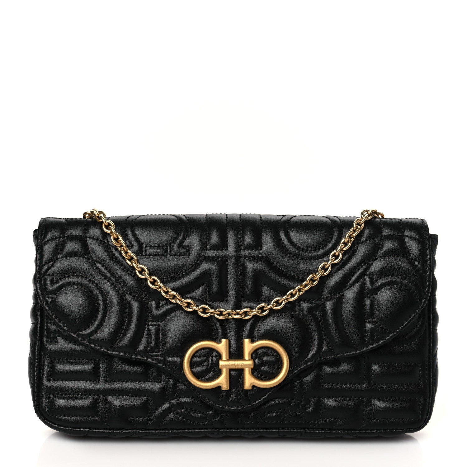 Salvatore Ferragamo Calfskin Quilted Gancini Mini Bag Black 1 of 9