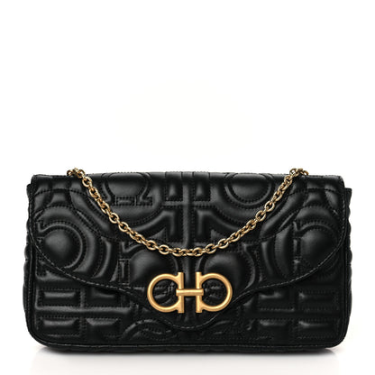 Salvatore Ferragamo Calfskin Quilted Gancini Mini Bag Black 1 of 9