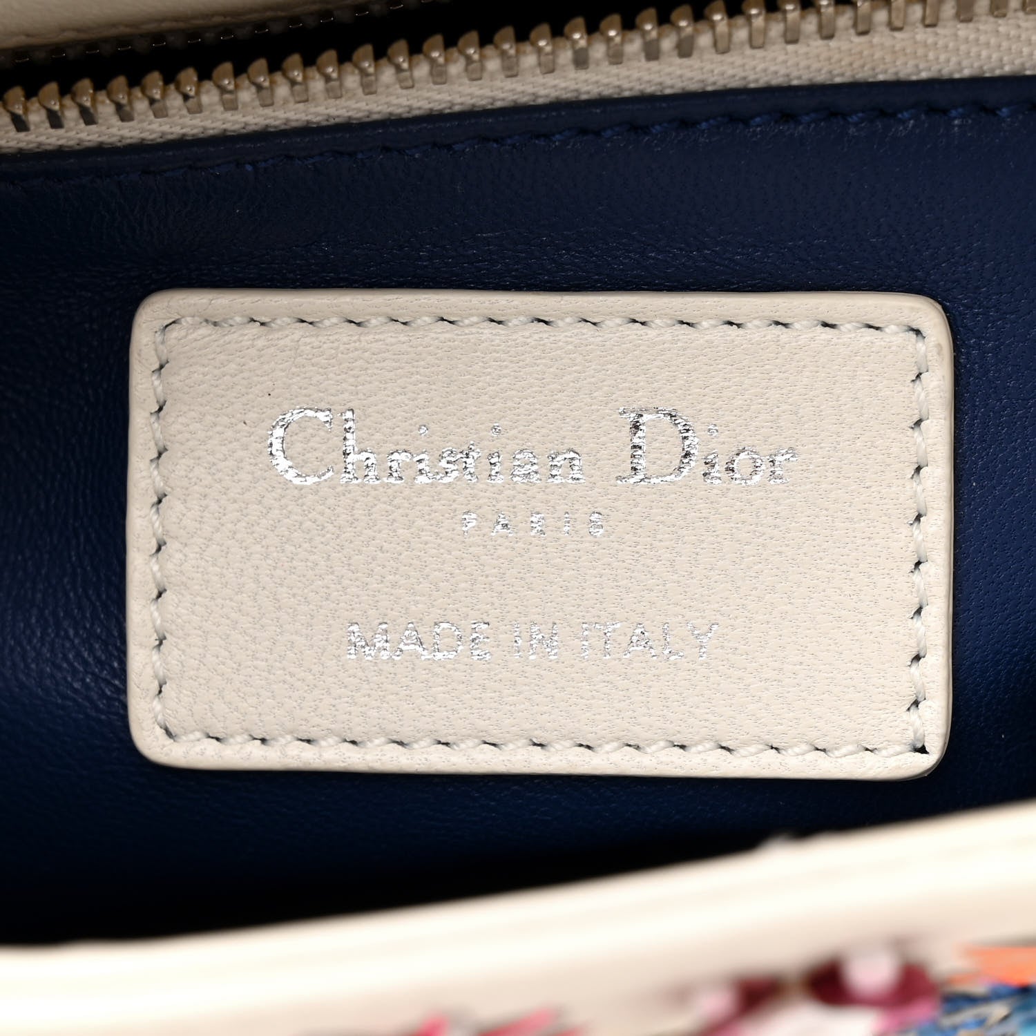 Christian Dior Calfskin Sequin Floral Embroidered Mini Lady Dior White Multicolor 6 of 12