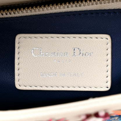 Christian Dior Calfskin Sequin Floral Embroidered Mini Lady Dior White Multicolor 6 of 12