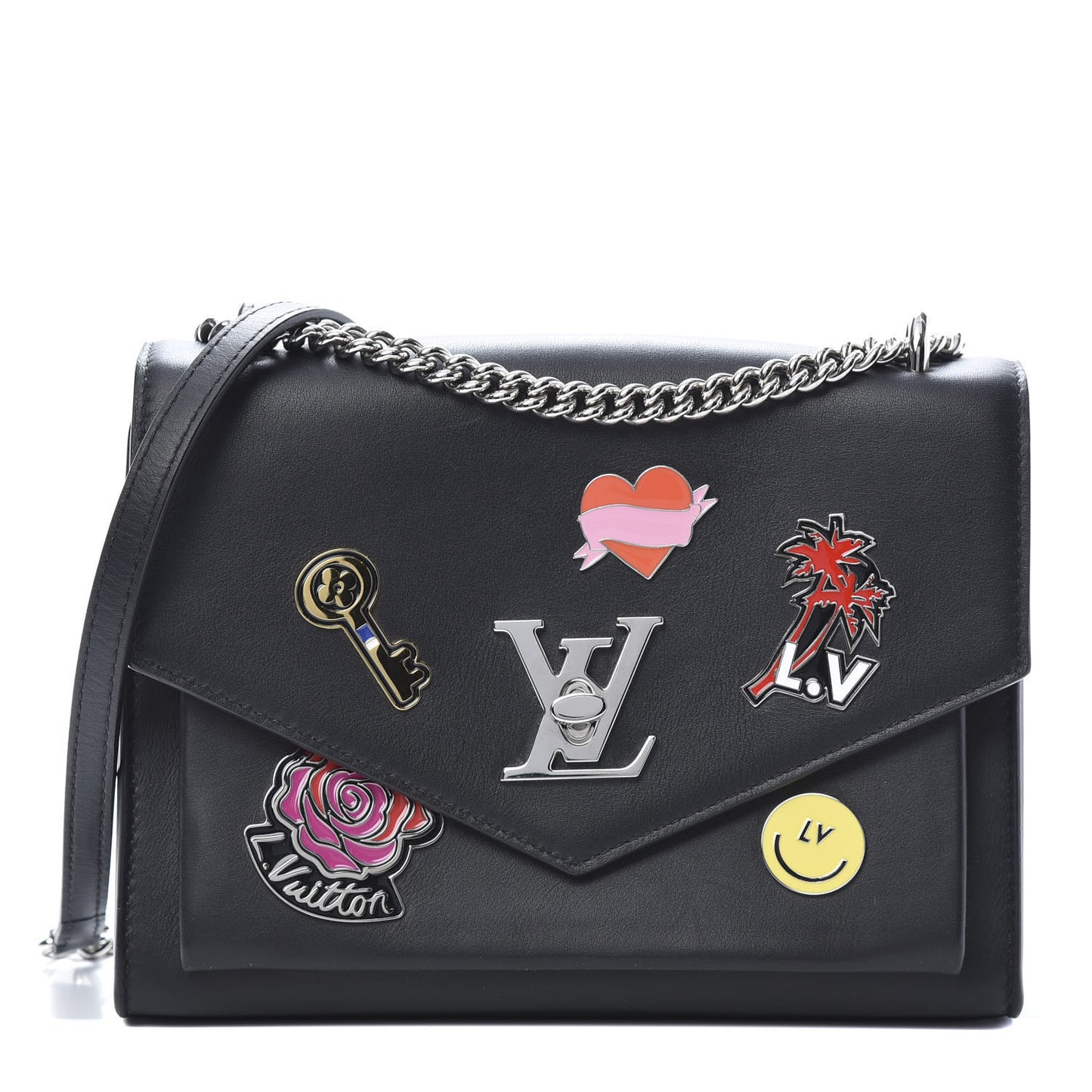 Soft Calfskin Pins My Lockme Chain Bag BB Black