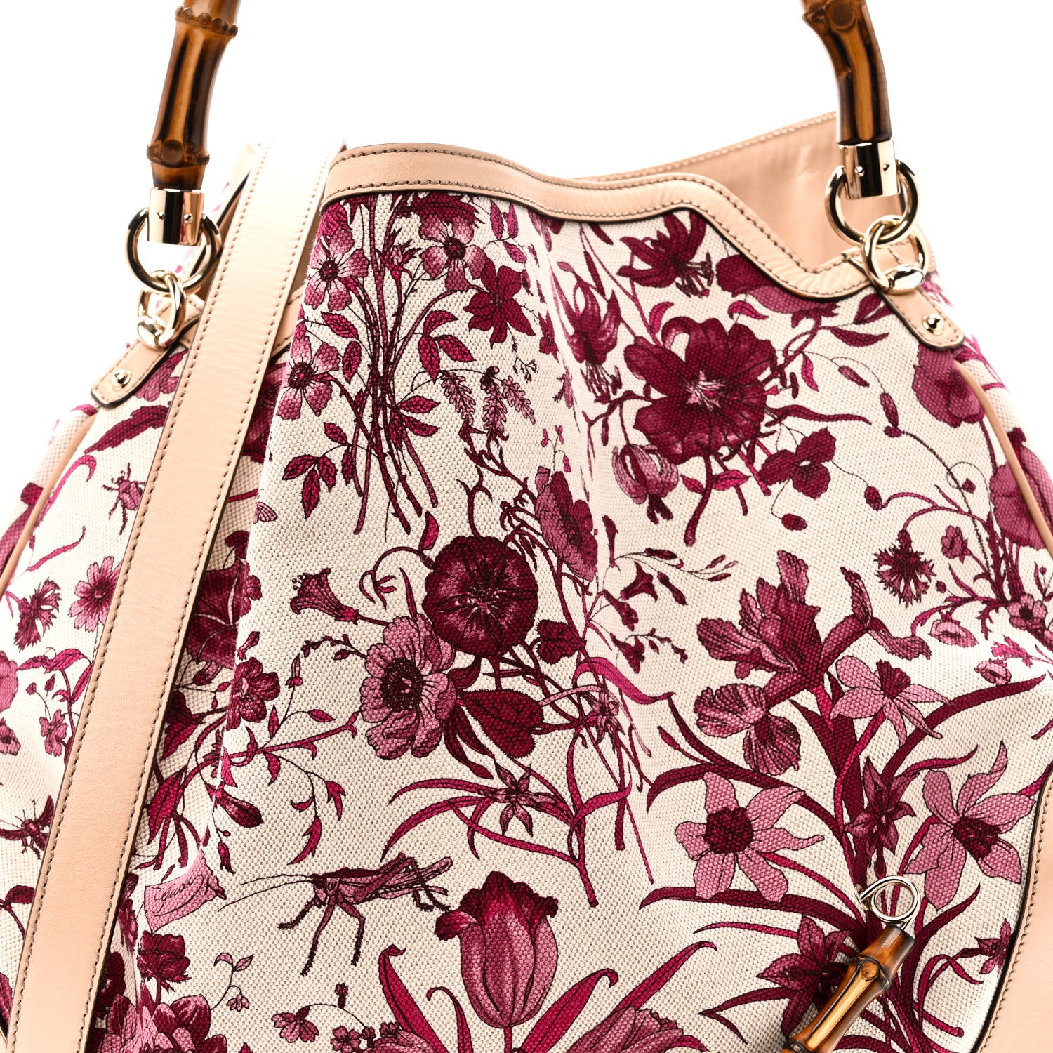 Gucci Canvas Floral Flora Peggy Bamboo Top Handle Hobo 1890666
