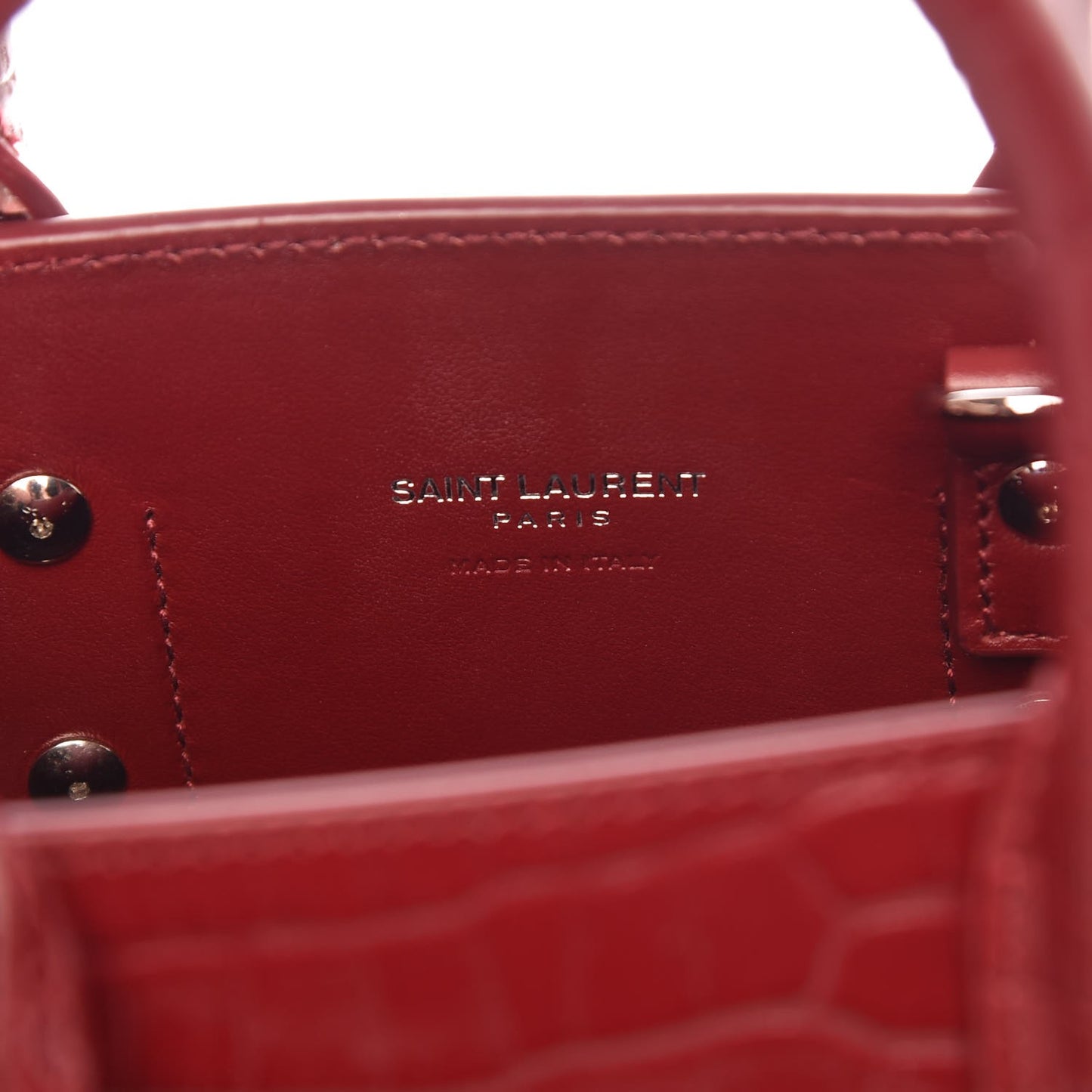 Calfskin Crocodile Embossed Nano Sac De Jour Dark Red