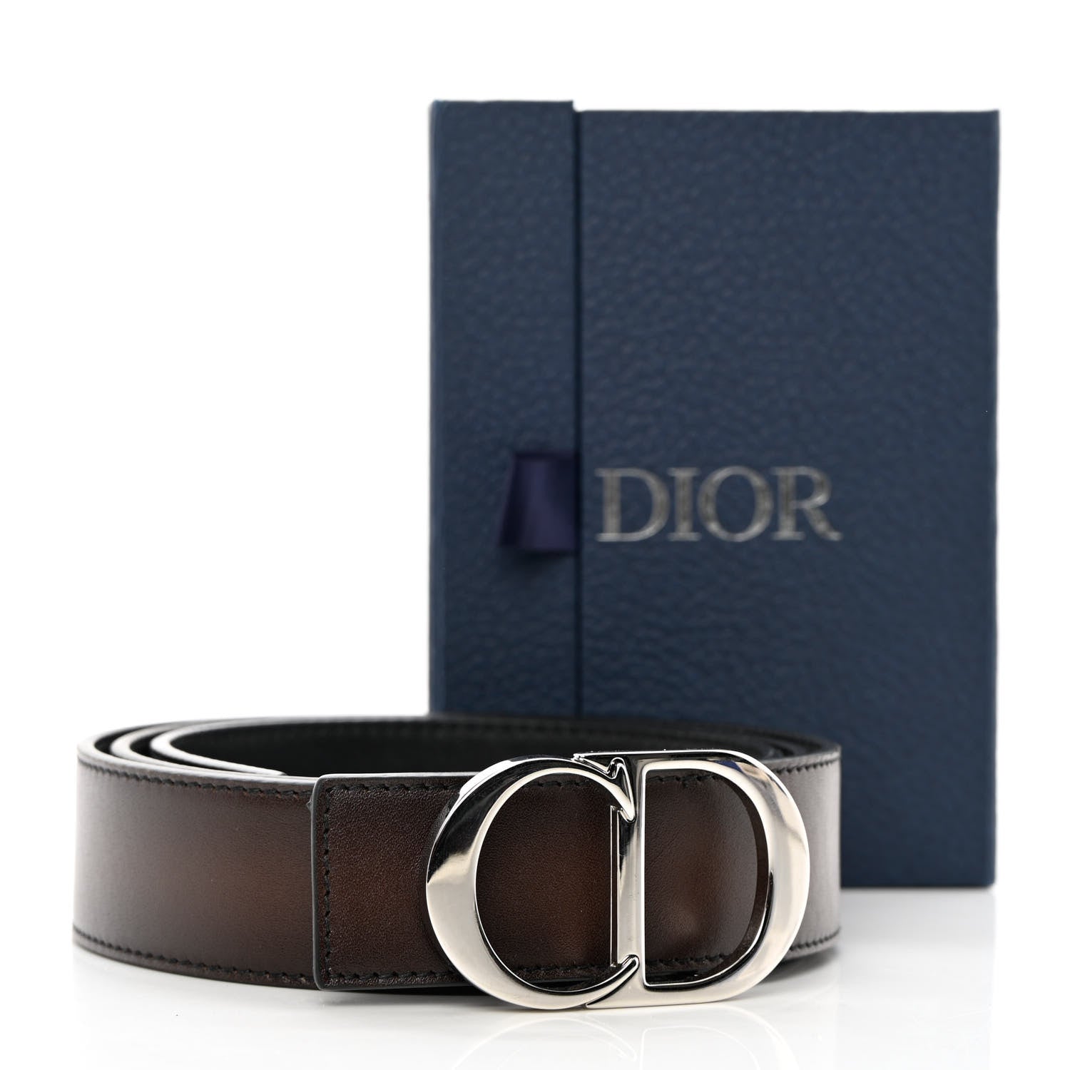 Christian Dior Calfskin CD Belt 100 Brown Black 5 of 5
