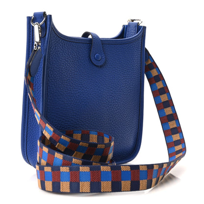 Hermes Taurillon Clemence Maxi Quadrille Evelyne TPM Royal Bleu Bleu Bill Biscuit Rouge H 3 of 10