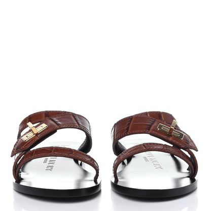 Givenchy Calfskin Crocodile Embossed Eden Slides 37 Light Brown 2 of 11
