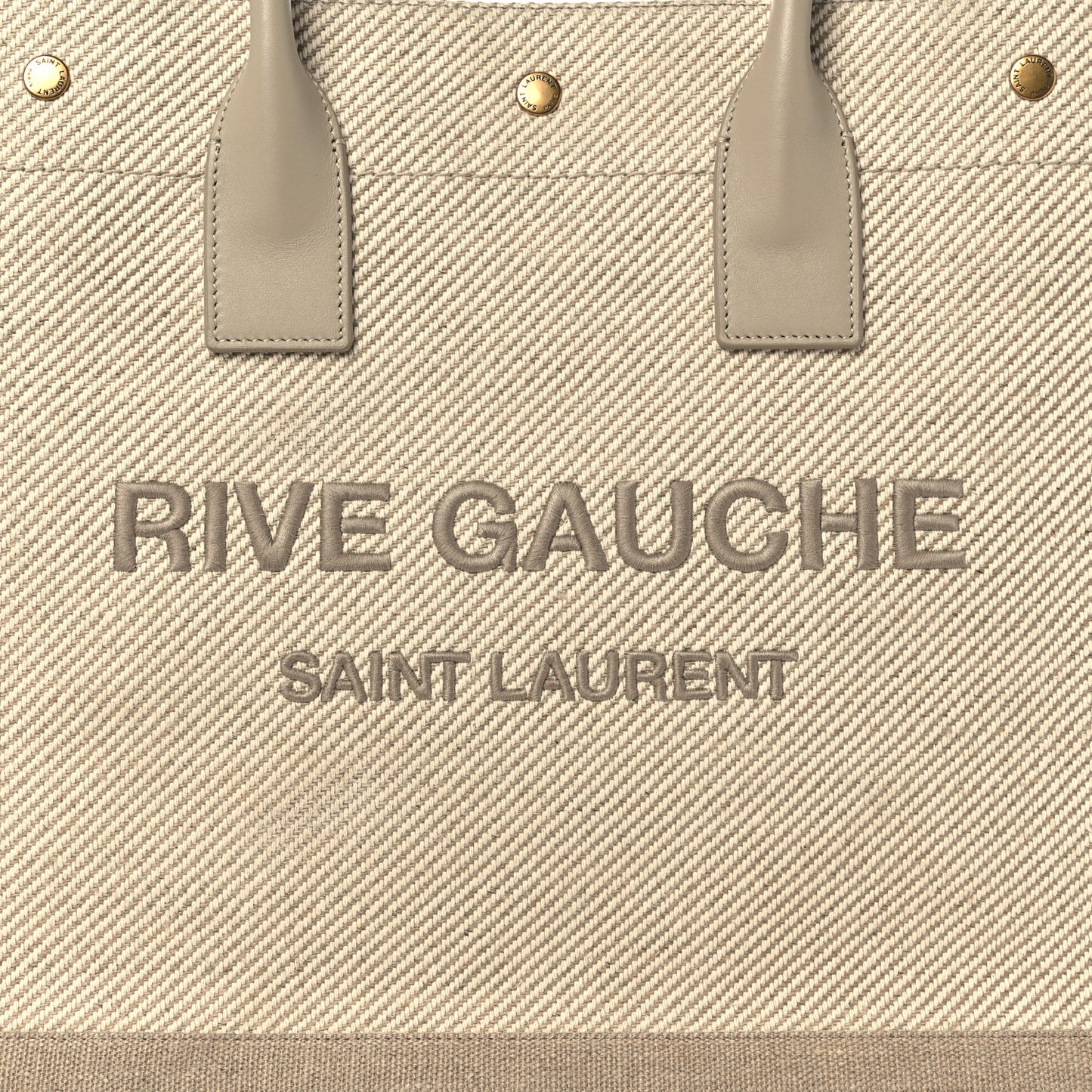 Linen Calfskin Small Rive Gauche Tote Beige Sea Salt